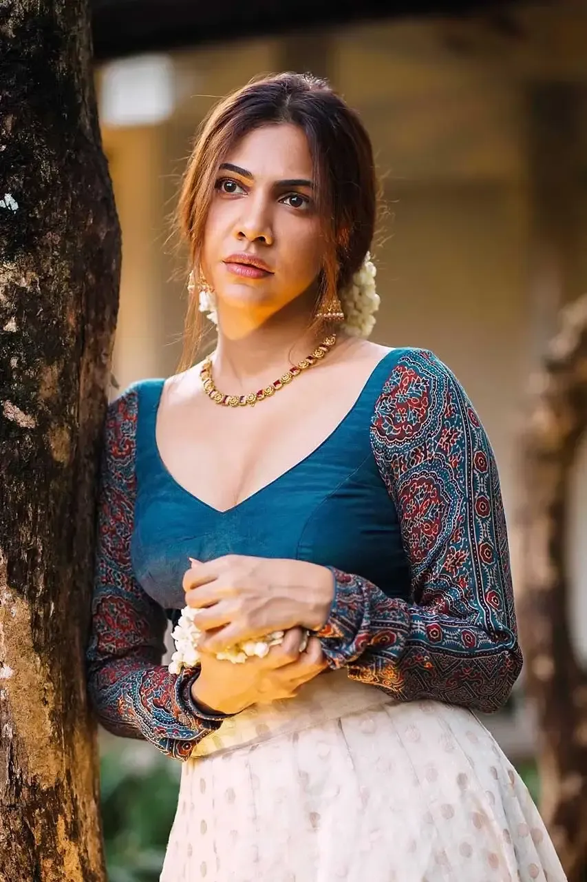 Indian Actress Madonna Sebastian in Traditional Blue Lehenga Choli